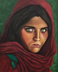Afghan Girl -
Acrylique sur toile tendue - 16” x 20” - 40 x 50 cm
Page couverture « National Geographic » Juin 1985 – Photo de : Steve McCurry (Décembre 1984) Afghan Girl -
Acrylique sur toile tendue - 16” x 20” - 40 x 50 cm
Page couverture « National Geographic » Juin 1985 – Photo de : Steve McCurry (Décembre 1984)